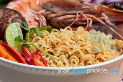 Prawn Noodle Soup Stock Photo