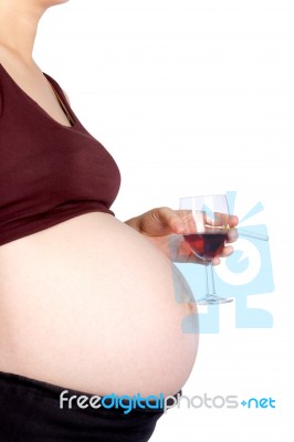 Pregnant Lady With Wine Cigarette Stock Photo