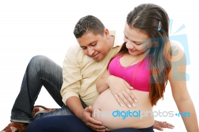Pregnant Woman With Her Husband Stock Photo