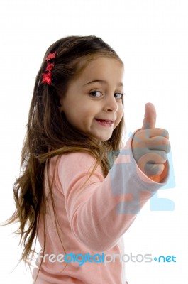 Pretty Girl Showing Thumb Up Stock Photo