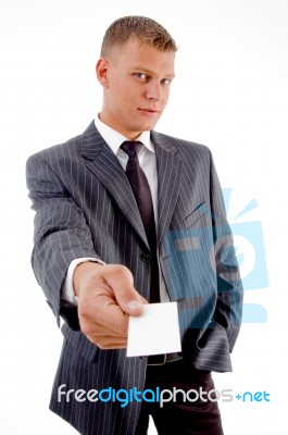 Professional Showing Business Card Stock Photo