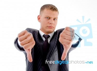 Professional With Thumbs Down Stock Photo