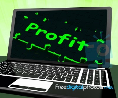 Profit On Laptop Shows Profitable Earns Stock Image