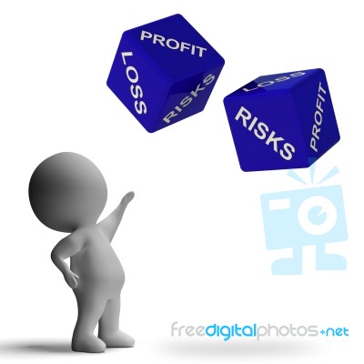 Profit Or Loss Dice Showing Returns For Business Stock Image