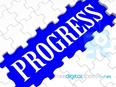 Progress Puzzle Shows Business Growth Stock Image