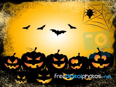 Pumpkin Bats Represents Trick Or Treat And Celebration Stock Image