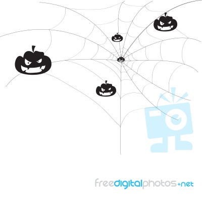 Pumpkin On Spider Web Stock Image