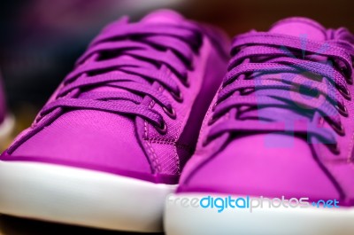 Purple Sneaker Shoe Stock Photo