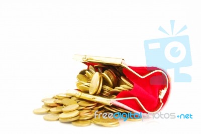 Purse And Gold Coins Stock Photo