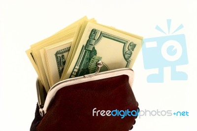 Purse Full Of Dollars Stock Photo