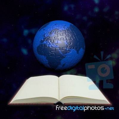 Puzzle Globe And Book Stock Image