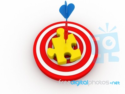 Puzzle On Target Board With Arrow Stock Image