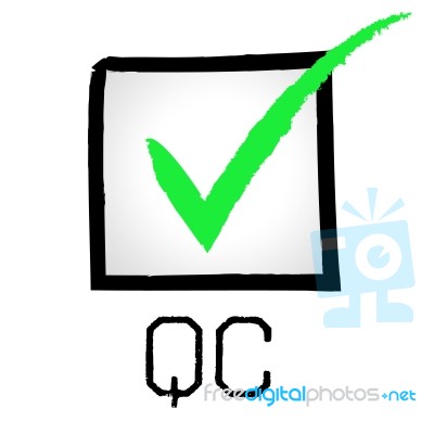 Qc Tick Means Quality Control And Approved Stock Image