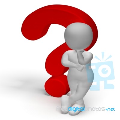 Question Marks And Man Shows Confusion Or Unsure Stock Image