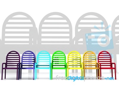 Rainbow Color Chairs Stock Image
