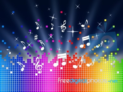 Rainbow Music Background Shows Harmony Sounddwaves Or Piece Stock Image