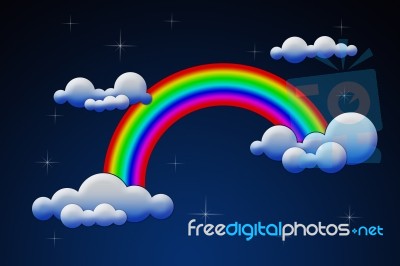 Rainbow With Clouds Stock Image