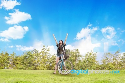 Raised Your Hands Up For Summer Stock Photo