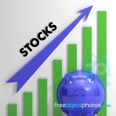 Raising Stocks Chart Showing Business Growth Stock Image