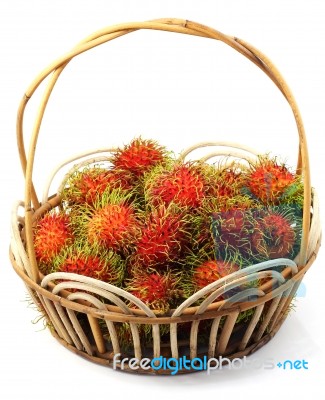 Rambutan In Basket Stock Photo