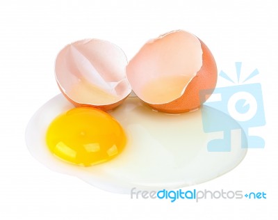 Raw Egg Isolated One The White Background Stock Photo