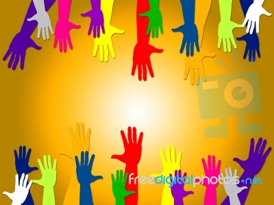 Reaching Out Shows Hands Together And Buddies Stock Image