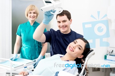 Ready To Start The Dental Examine Stock Photo
