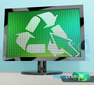 Recycle Icon On Computer Screen Stock Image