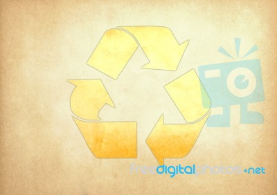 Recycle logo From Old Paper Stock Image