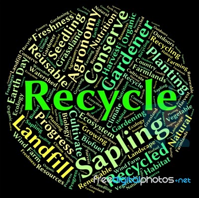 Recycle Word Shows Earth Friendly And Recyclable Stock Image