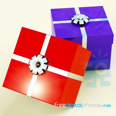 Red And Blue Gift Boxes Stock Image