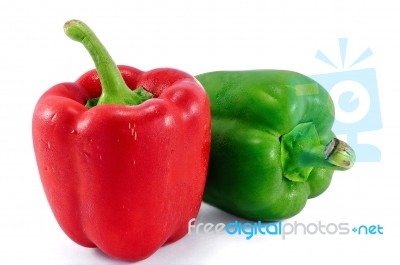 Red And Green Sweet Pepper Stock Photo