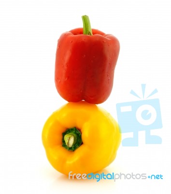 Red And Yellow Sweet Peppers Stock Photo