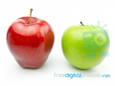 Red Apple And Green Apple Stock Photo