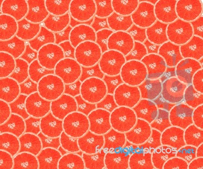 Red background with citrus fruit Stock Photo