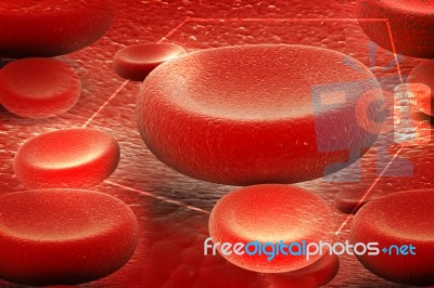 Red Blood Cell Flowing In Artery Stock Image