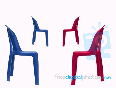 Red Blue Chair Stock Photo
