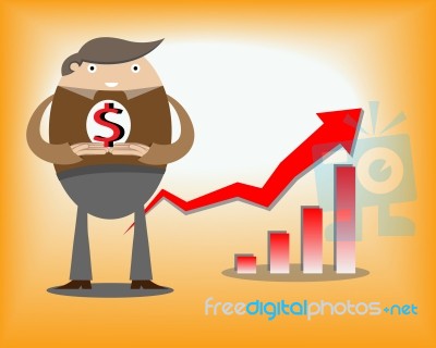 Red Chart With Business Man Stock Image