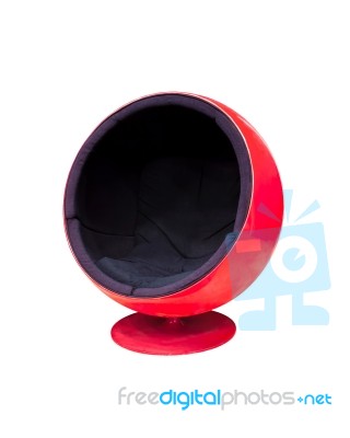 Red Cocoon Ball Chair Stock Photo