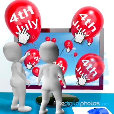 Red Fourth Of July Balloon Shows Independence Spirit Internet Stock Image