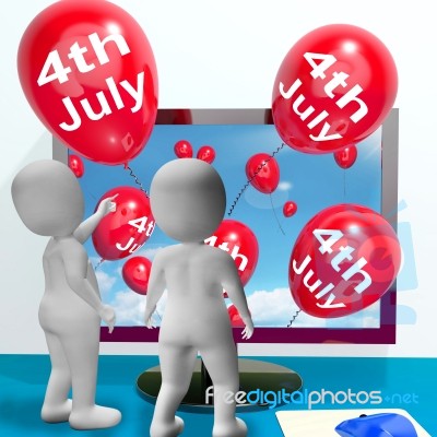 Red Fourth Of July Balloon Shows Independence Spirit Online Stock Image