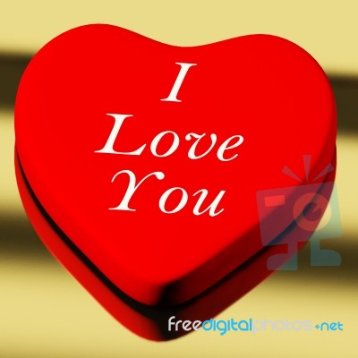 Red Heart With I Love You Text Stock Photo
