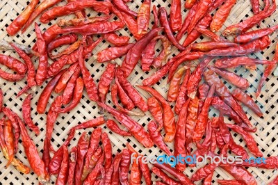 Red Hot Chili Peppers Drying Stock Photo