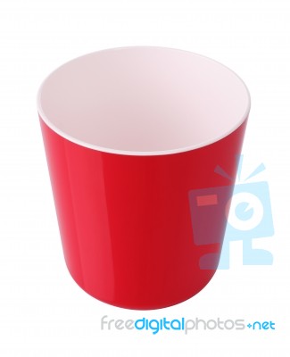 Red Plastic Bucket On White Background Stock Photo