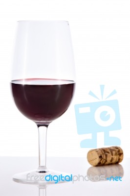 Red Wine And Bottle Cork Stock Photo
