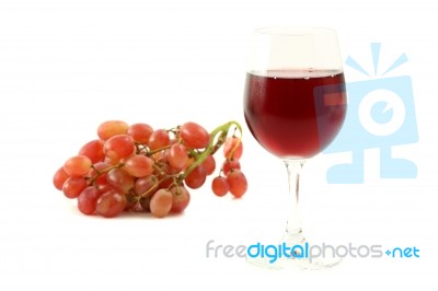 Red Wine With Grape Stock Photo