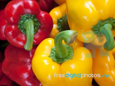 Red & Yellow  Bell Peppers Stock Photo