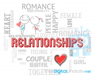 Relationships Word Shows Devotion Friendship And Love Stock Image