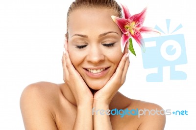 Relaxed Calm Beautiful Spa Woman Stock Photo