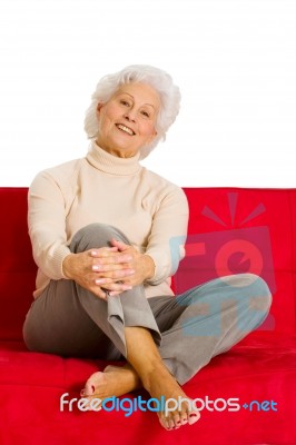 Relaxing Elder Woman Stock Photo